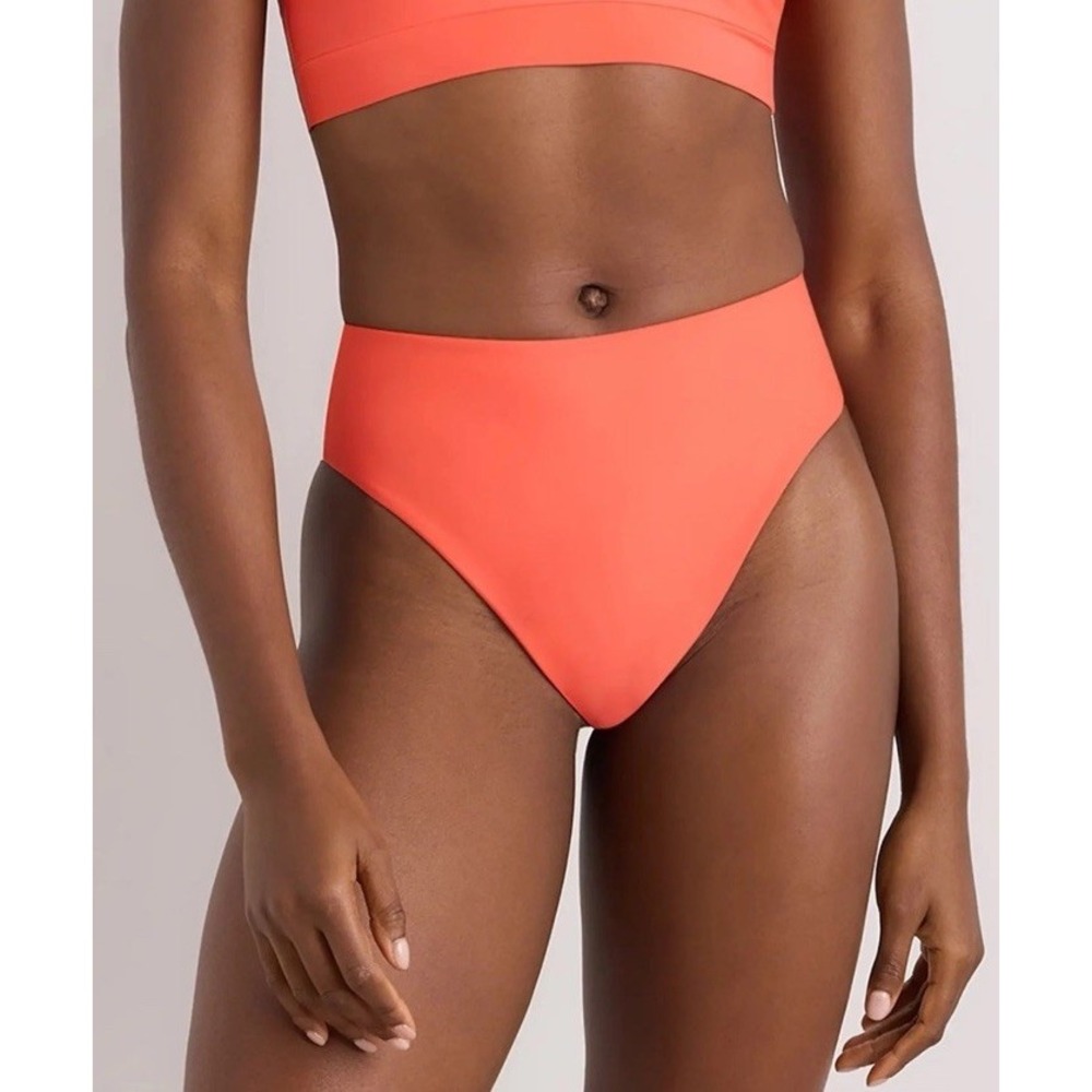 Quince Italian High Rise Bikini Bottom Sunset Orange NEW Womens Medium